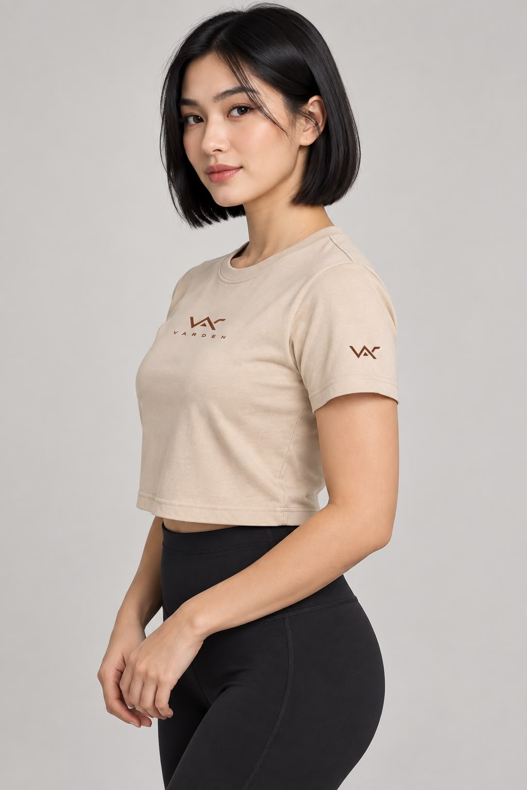 Crop Top Beige con Logos