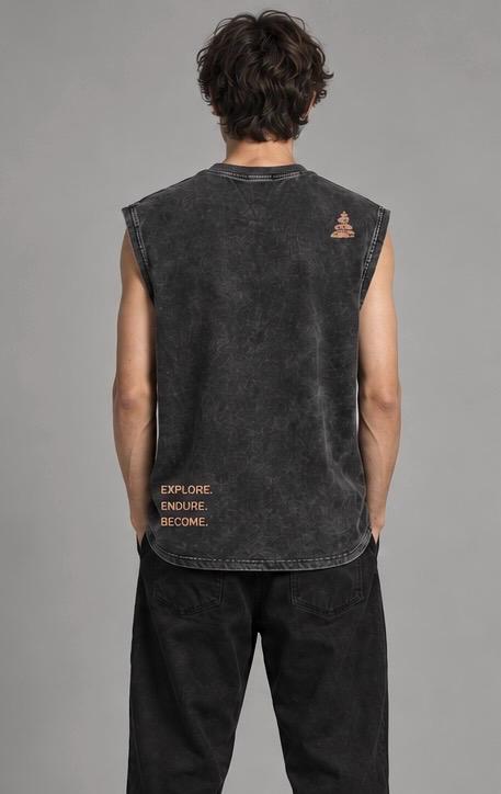 Polera Sin Mangas Oversize Acidwash Negra