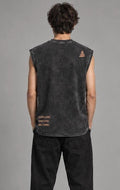 Polera Sin Mangas Oversize Acidwash Negra