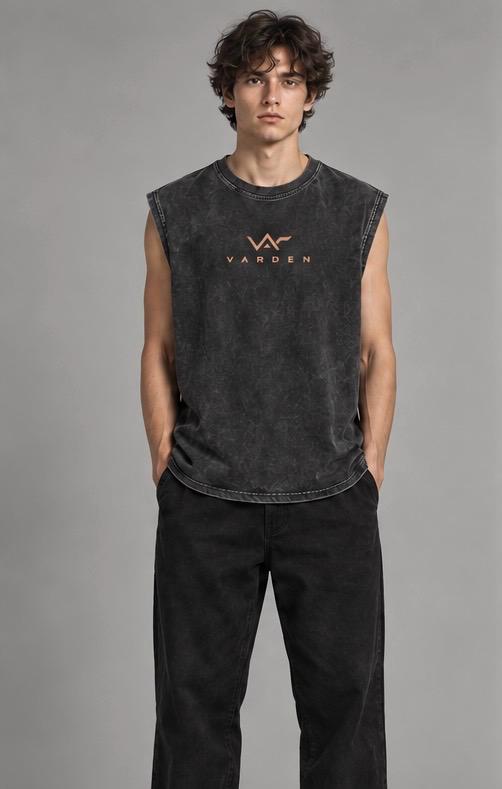 Polera Sin Mangas Oversize Acidwash Negra